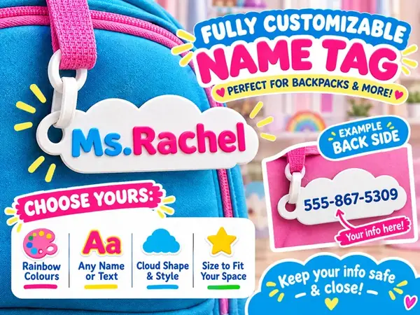 Custom Ms. Rachel Inspired Backpack Name Tag