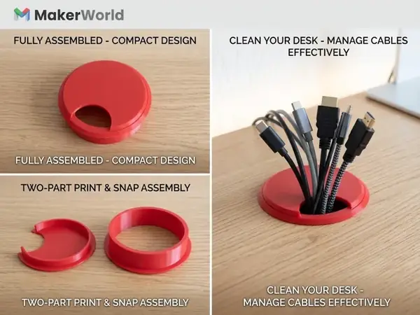 Custom 2-Piece Desk Cable Grommet – Easy Print