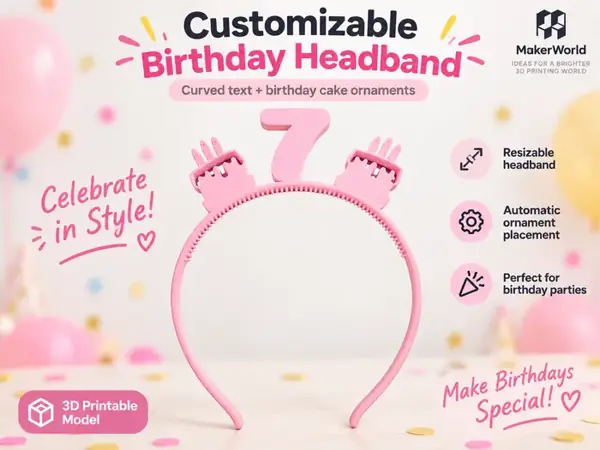 Birthday Headband with Cakes