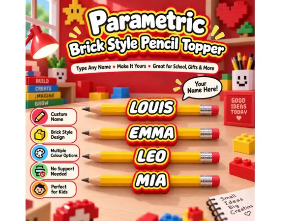 Custom Brick-Style Straw Boy Pencil Topper