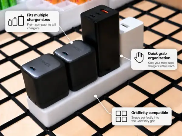 Custom Gridfinity USB Wall Charger Holder