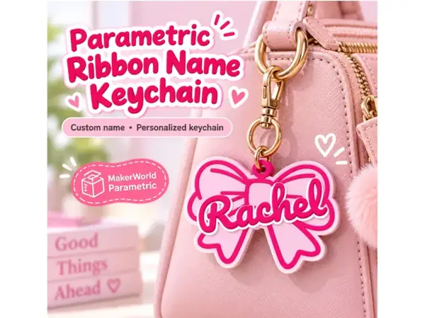 Custom Ribbon Name Keychain with Bow