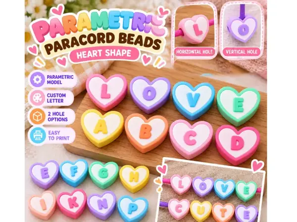 Custom Heart Paracord Beads – Chunky Letters