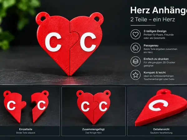 Custom Puzzle Heart Pendant with 2 Initials