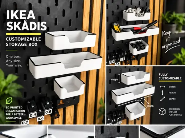 Custom IKEA SKADIS Storage Box / Bin