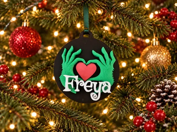 Custom Festive Green Hands Bauble