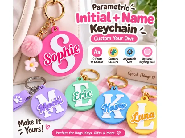Custom Initial & Name Keychain