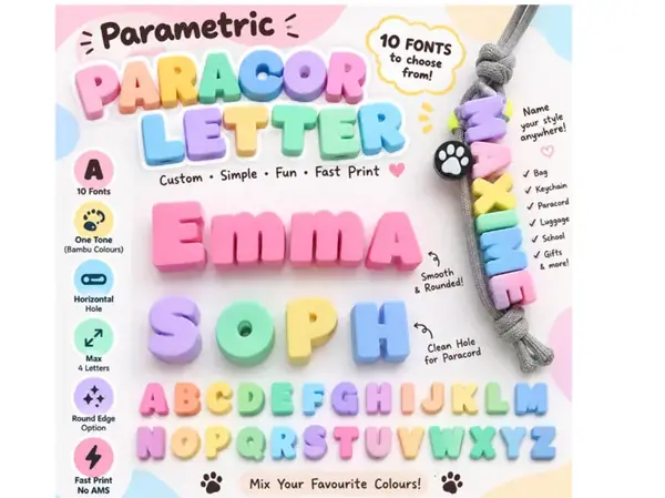 Custom Chunky Paracord Name Letter Beads