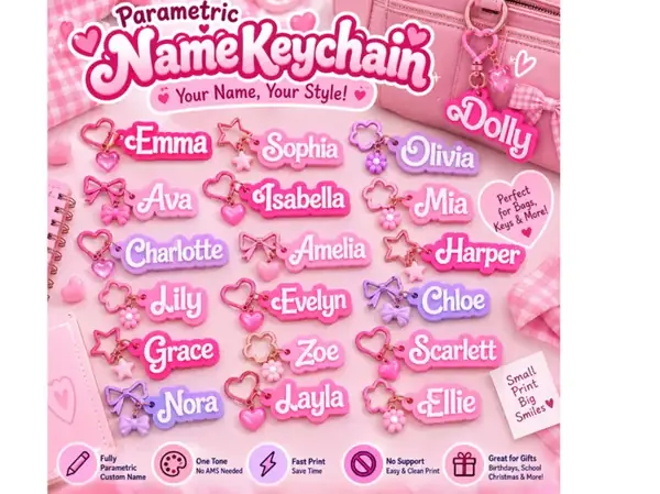 Custom Sweet Dolly Pink Name Keychain