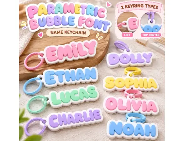 Custom Bubble Name Keychain