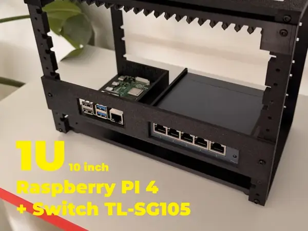 10" 1U Mini Rack – Raspberry Pi + 5-Port Switch