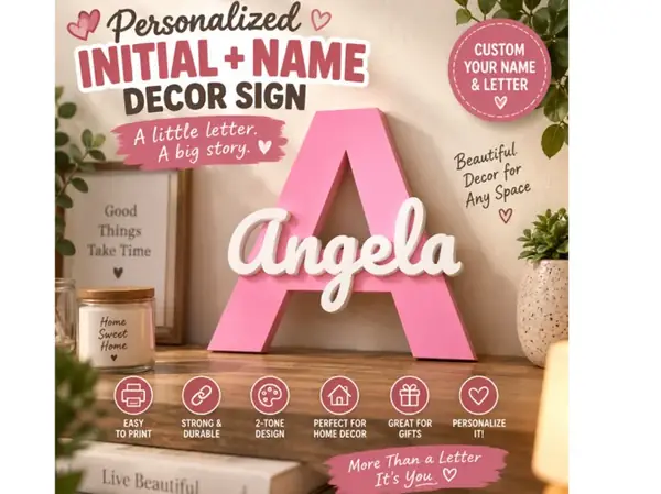 Custom Initial & Name Desk Letter Sign