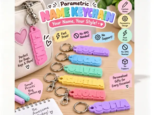 Custom Fast-Print One-Color Name Keychain