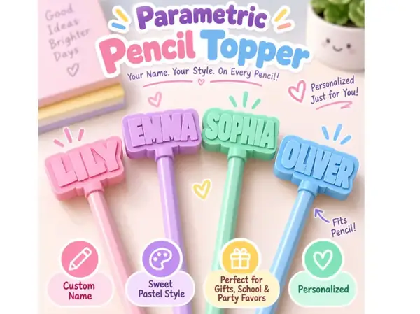 Custom Name Pencil & Straw Topper