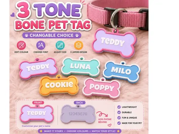 Custom 3-Tone Name Keychain / Dog Tag