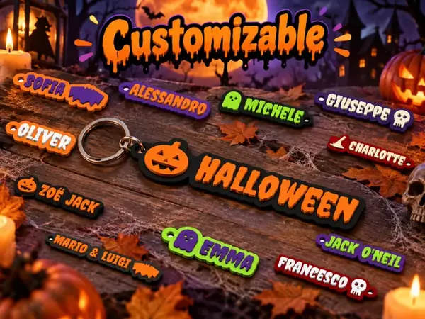 Custom Halloween Name Keychain & Tag