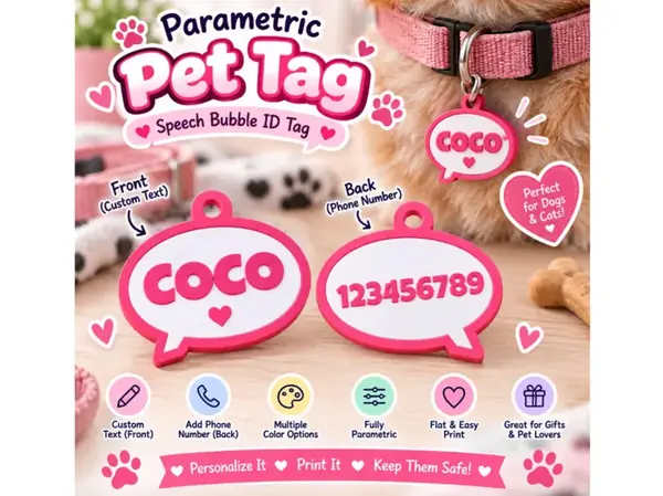Custom Speech Bubble Pet ID Tag with Name & Phone