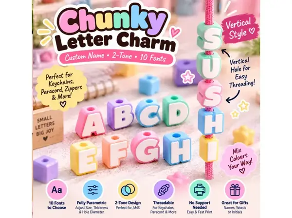 Custom Chunky Letter Charm Paracord Beads
