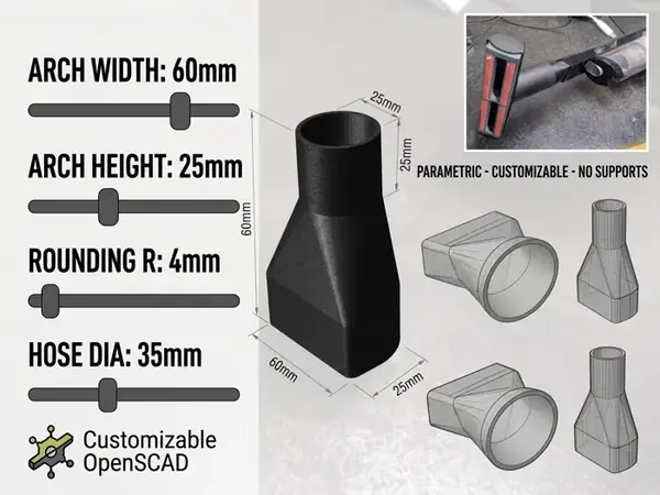 Custom D/Arch to Round Vacuum Hose Adapter