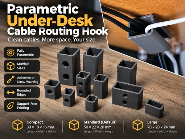 Custom Under-Desk Cable Routing Hook