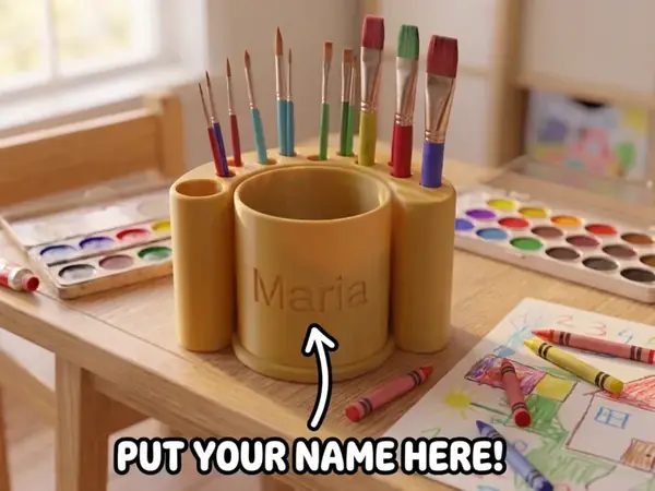 Custom Curved Art Supply & Brush Organizer