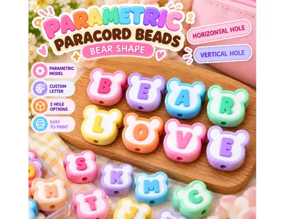 Custom Bear Letter Charm Paracord Bead