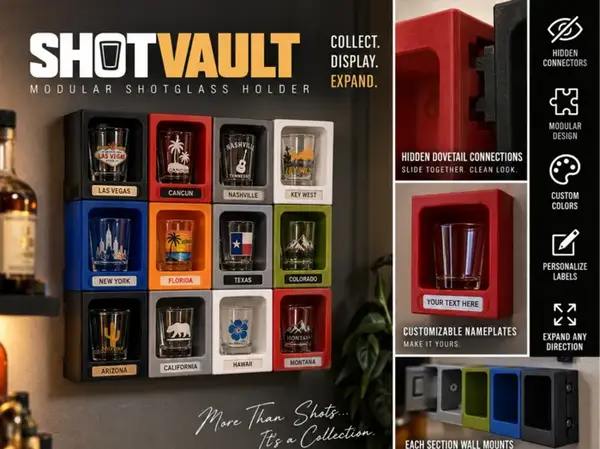 Modular Dovetail Mini Glass Wall Display