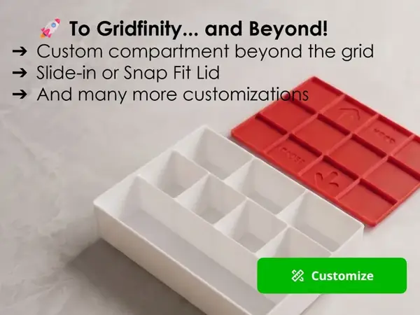 Custom Gridfinity Compartments and Lids