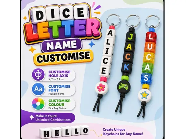 Custom Letter Cube Paracord Name Beads
