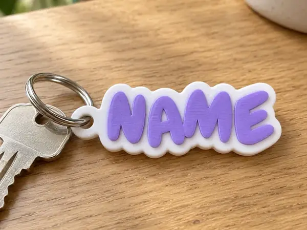 Custom Chunky Wavy Name Tag Keychain