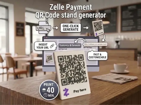 Custom Zelle Payment QR Code Stand