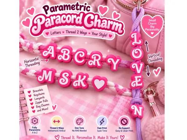 Custom Pink Dolly Paracord Letter Charms