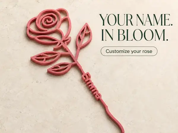 Custom Name Rose Flower Ornament