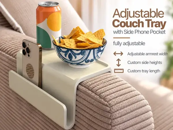 Adjustable Couch Tray with Phone Pocket