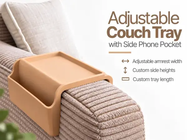 Adjustable Couch Tray with Side Phone Pocket