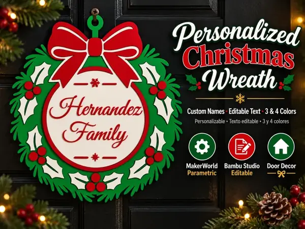 Custom Family Name Christmas Wreath