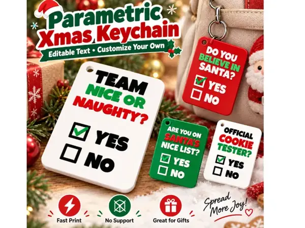Custom Christmas Text Keychain Gift