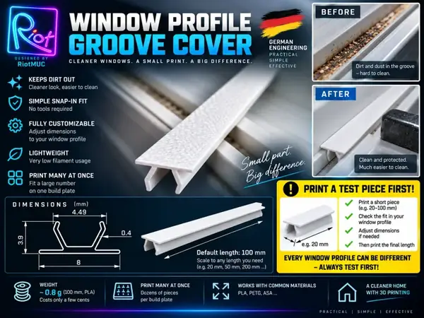 Snap-In Window Profile Groove Dirt Cover