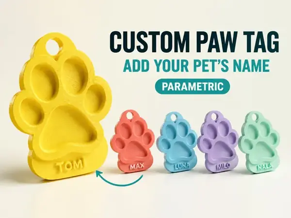 Custom Paw Dog Tag with Pet Name