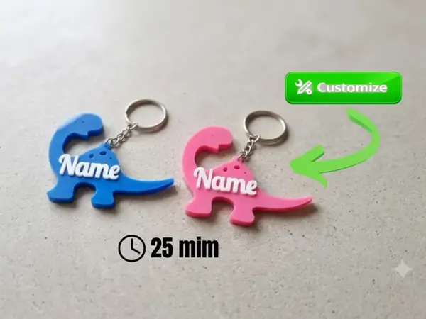 Custom Name Dinosaur Keychain