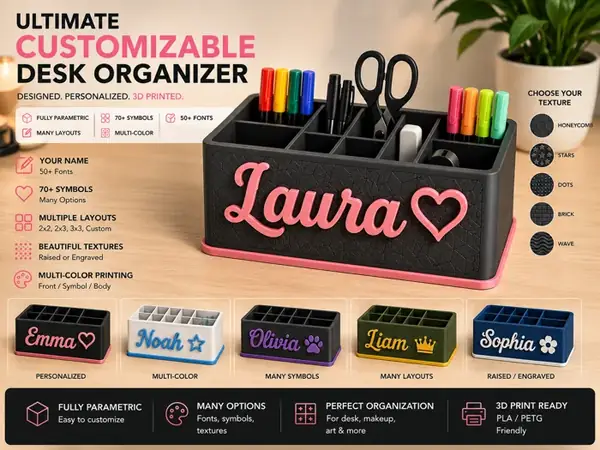 Ultimate Custom Desk Organizer – 70+ Symbols