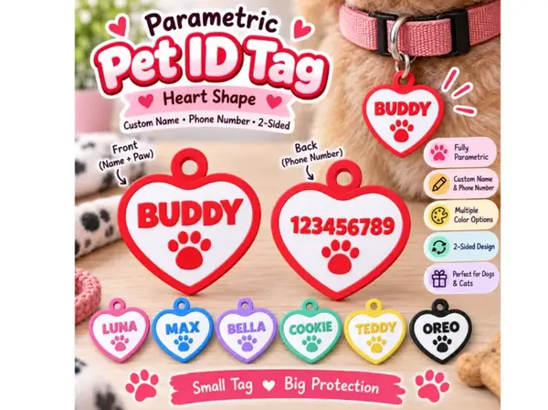 Custom Two-Sided Heart Pet ID Tag