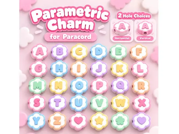 Custom Chunky Flower Alphabet Paracord Charm
