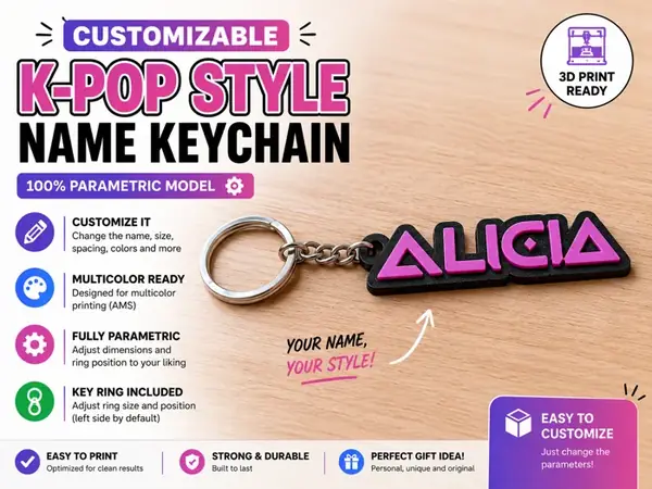 Custom K-Pop Style Name Keychain