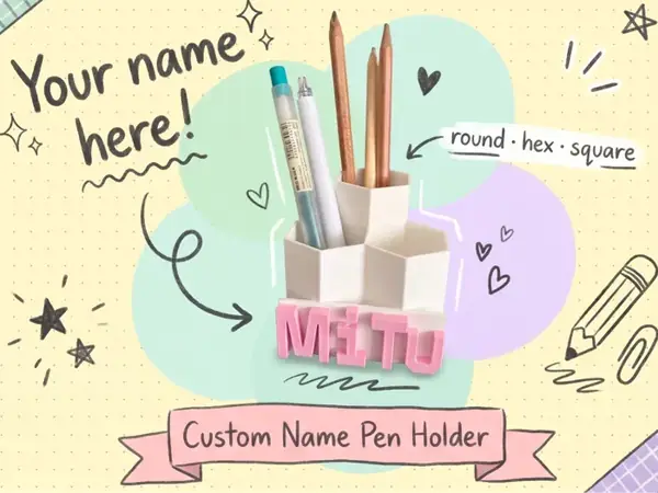 Custom Name Pen Holder & Desk Organizer