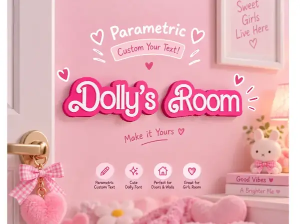 Custom Pink Dolly Retro Door & Wall Name Sign