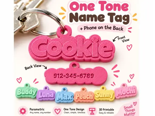 Custom One-Color Name & Phone Tag