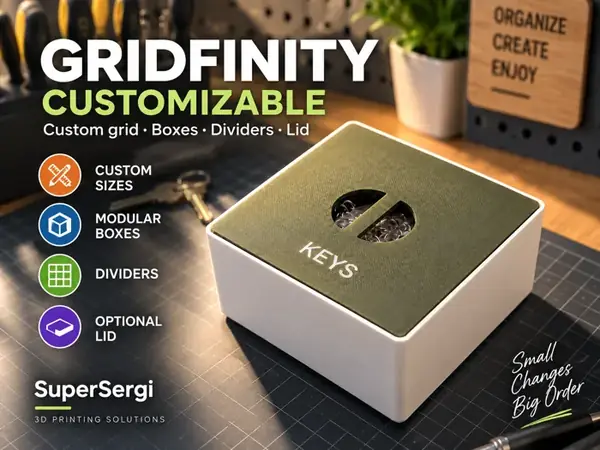 Custom Gridfinity Baseplates, Bins & Lids