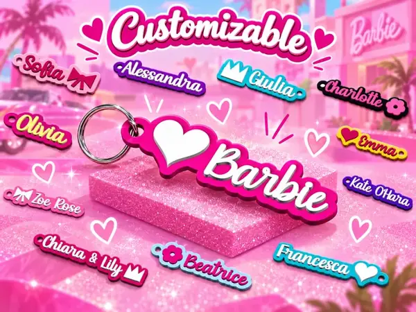 Custom Dolly Pink Name Keychain & Name Tag