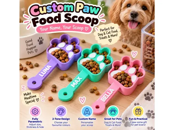 Custom Paw Pet Food Scoop with Name